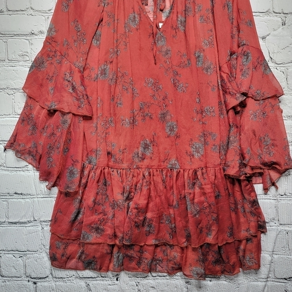 Free People Sunsetter Floral Ruffle Mini Dress Red Size S - Picture 4 of 16